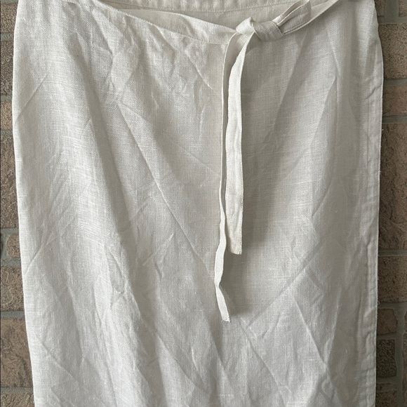 Ivan Grundahl White 100% linen True Wrap Adjustable waist Classic Maxi Skirt S - Picture 2 of 6